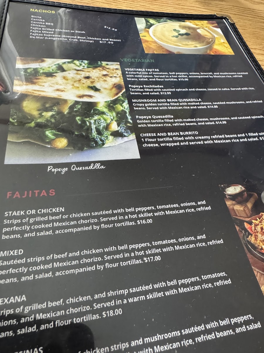 Rancho Alegre Authentic Mexican Restaurant menu board