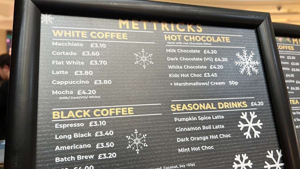 Mettricks West Quay menu board