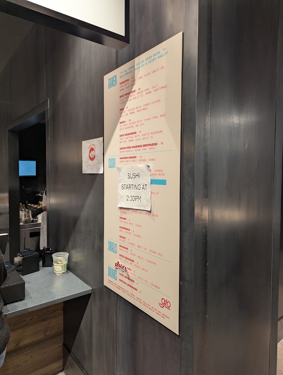 Avanti Food & Beverage, Vail menu board