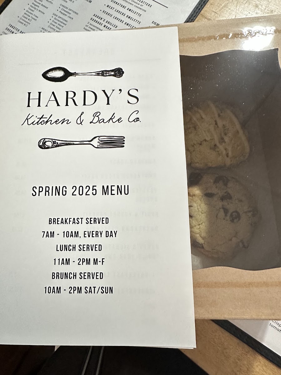 Hardy's Kitchen & Bake Co menu board