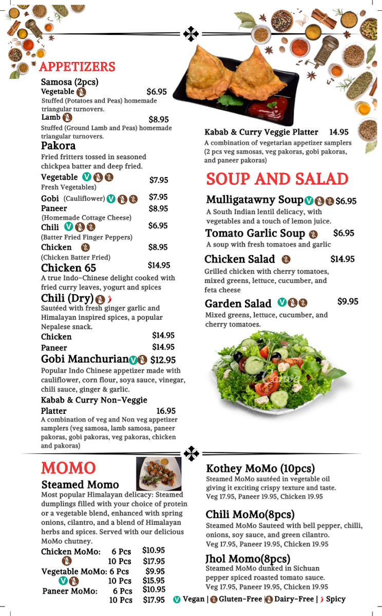 Kabab and Curry Durham menu board