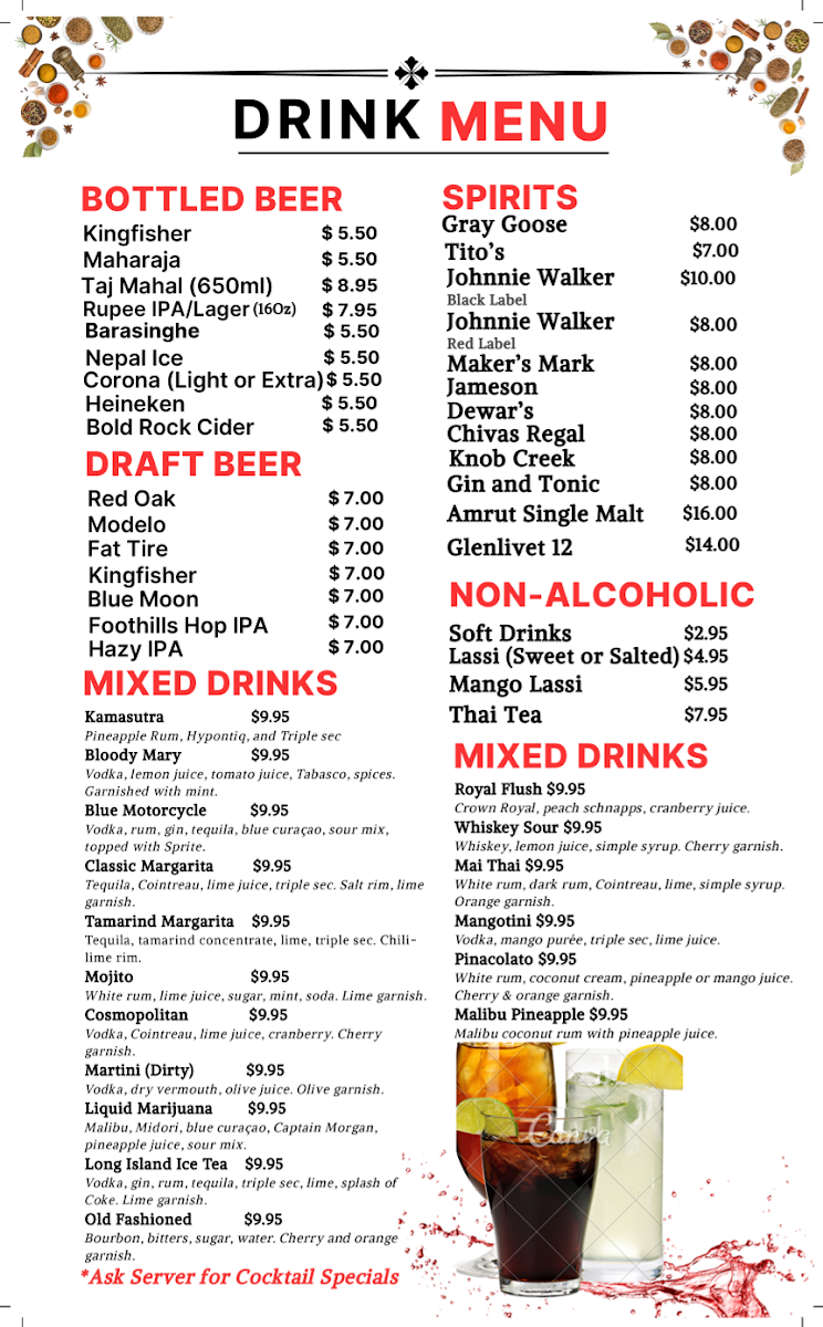 Kabab and Curry Durham menu board