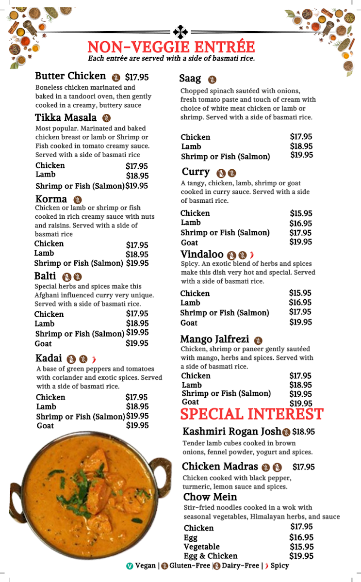 Kabab and Curry Durham menu board