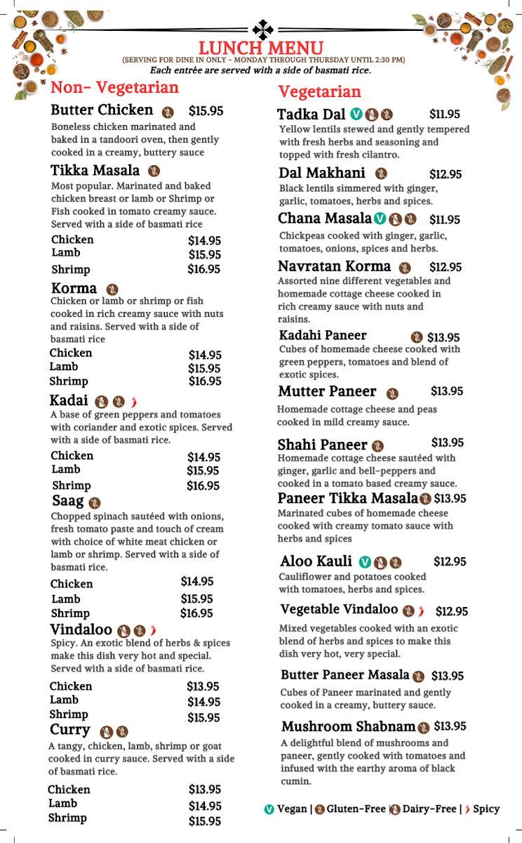 Kabab and Curry Durham menu board