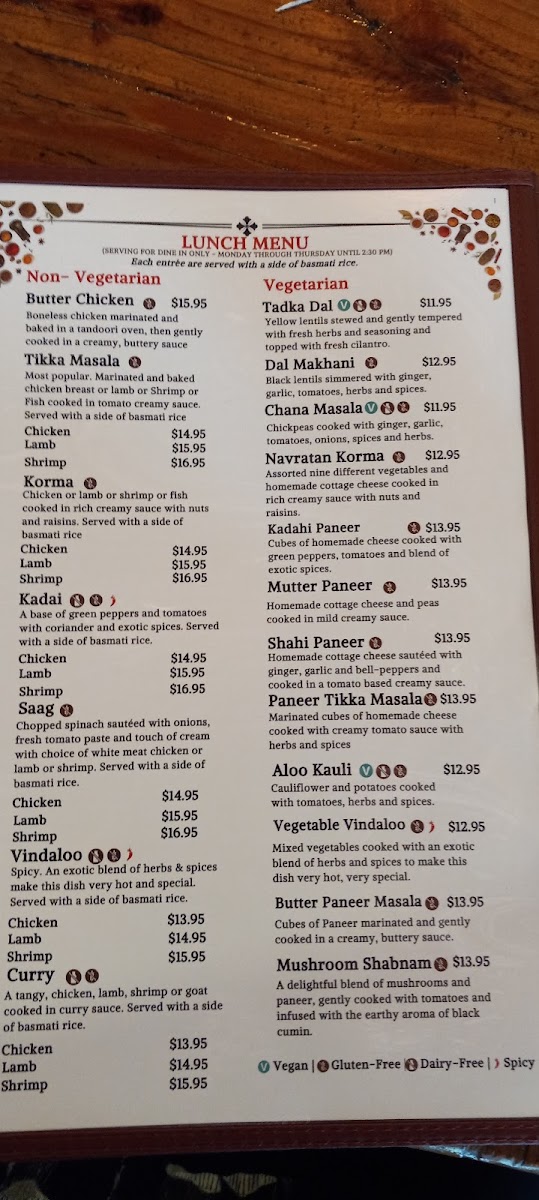 Kabab and Curry Durham menu board