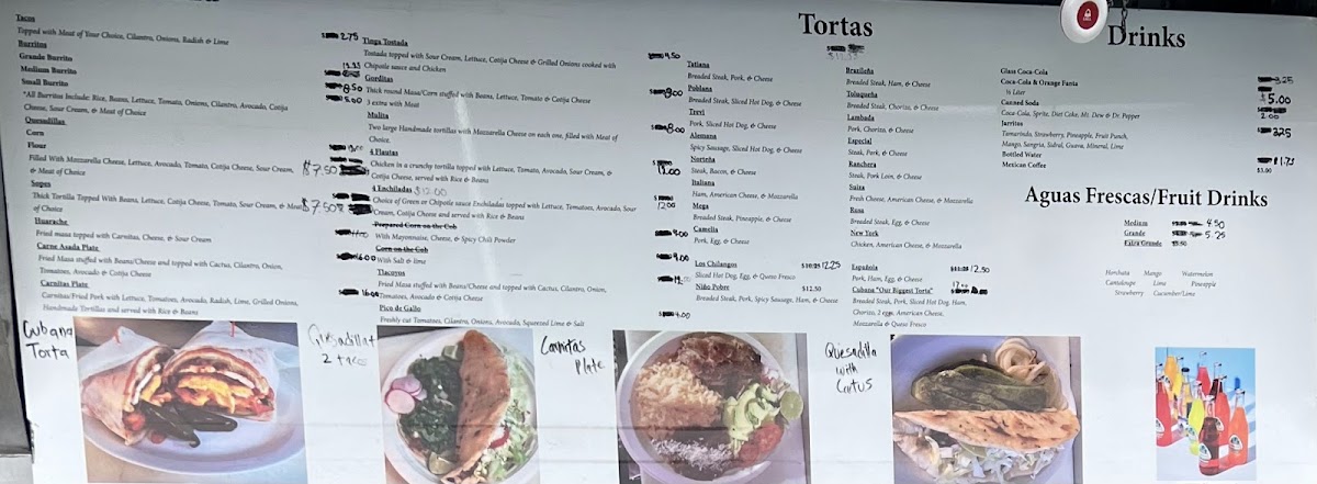 Los Chilangos Food Truck & Catering menu board