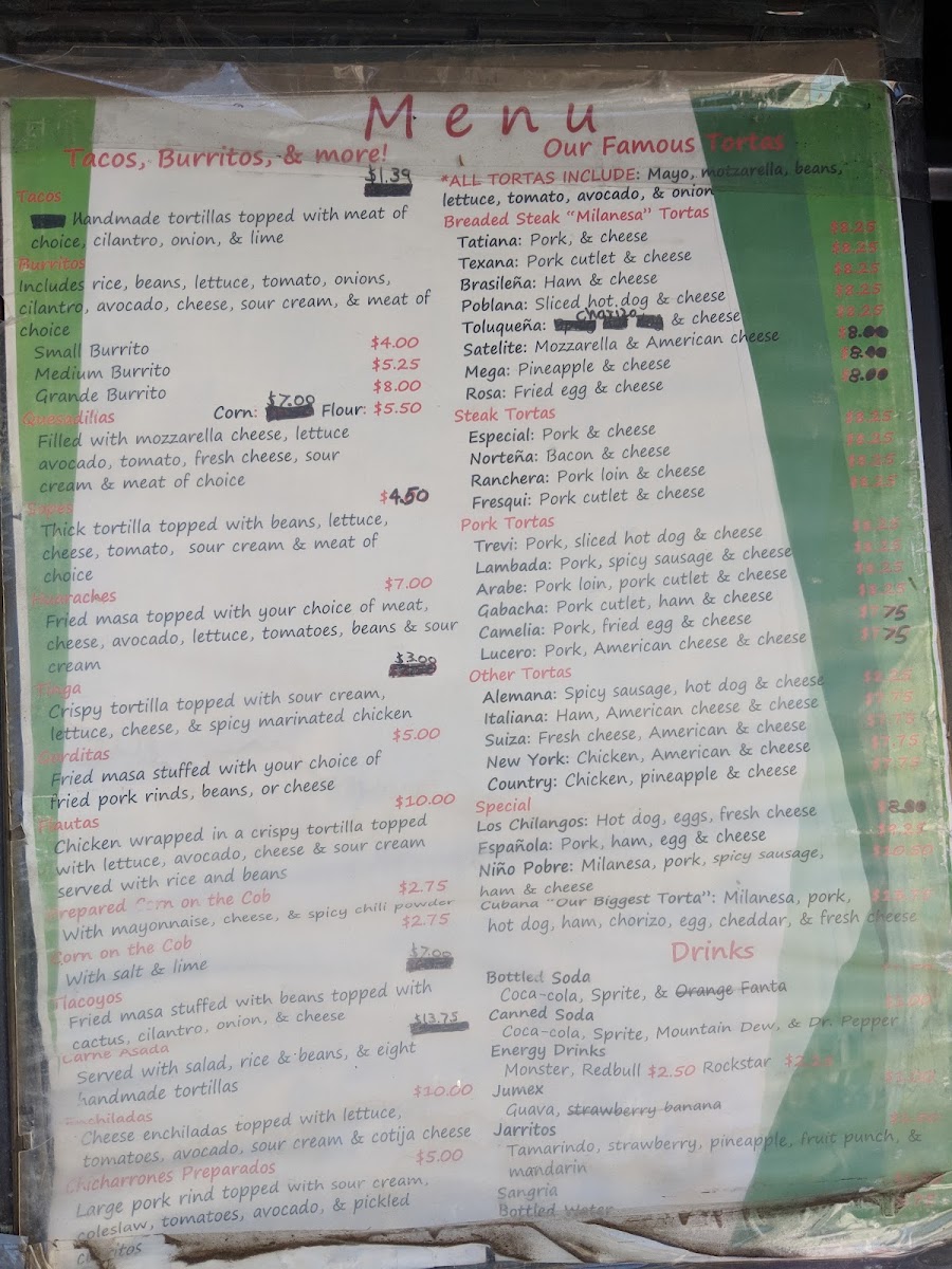 Los Chilangos Food Truck & Catering menu board