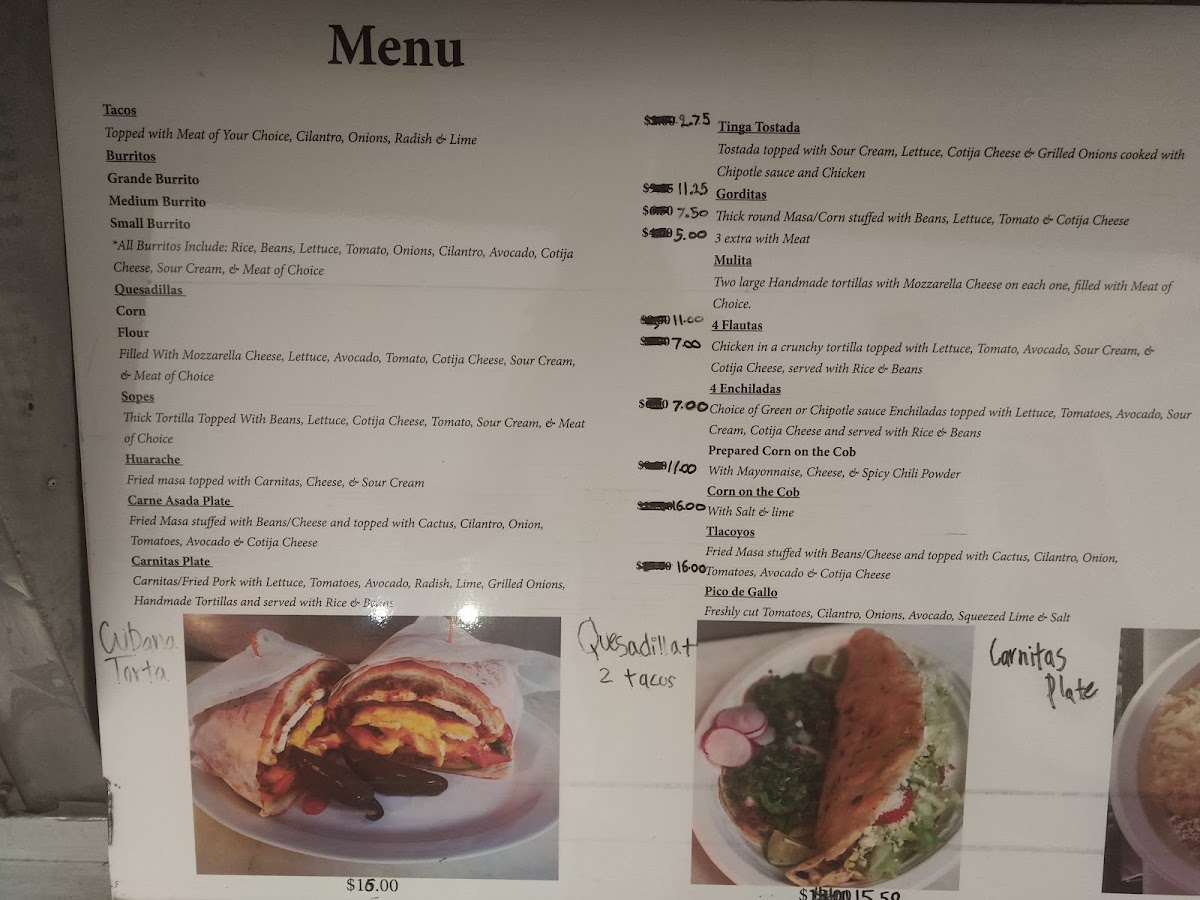 Los Chilangos Food Truck & Catering menu board