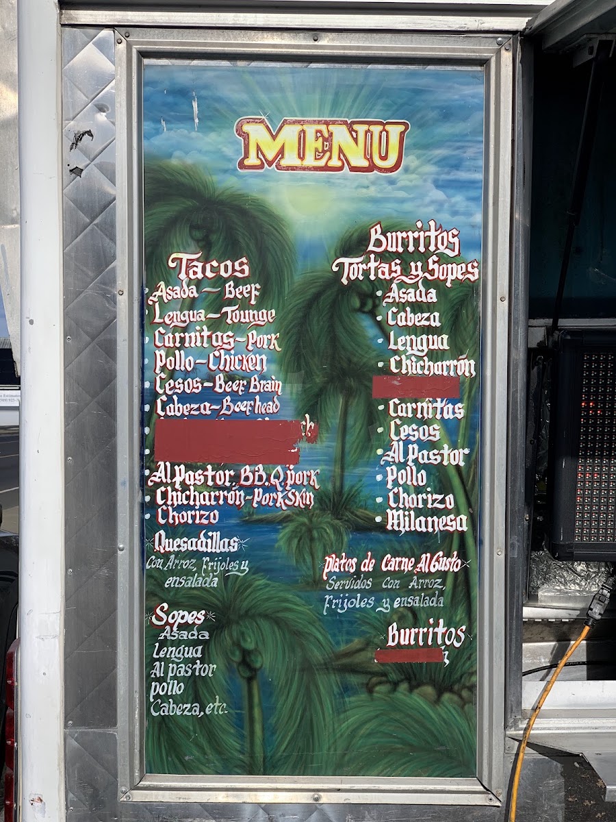 Los Chilangos Food Truck & Catering menu board