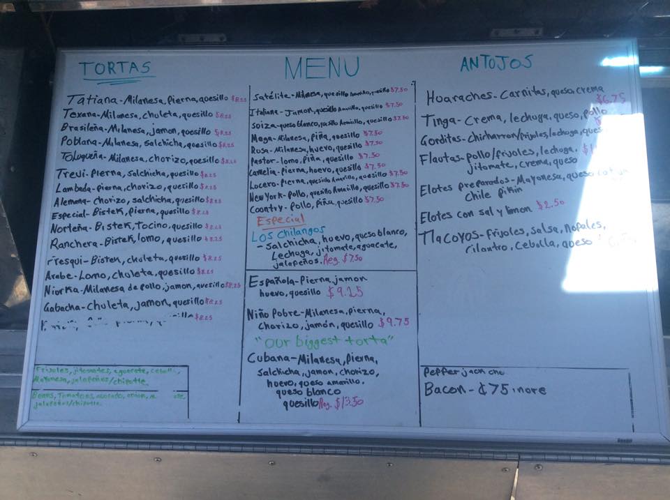 Los Chilangos Food Truck & Catering menu board