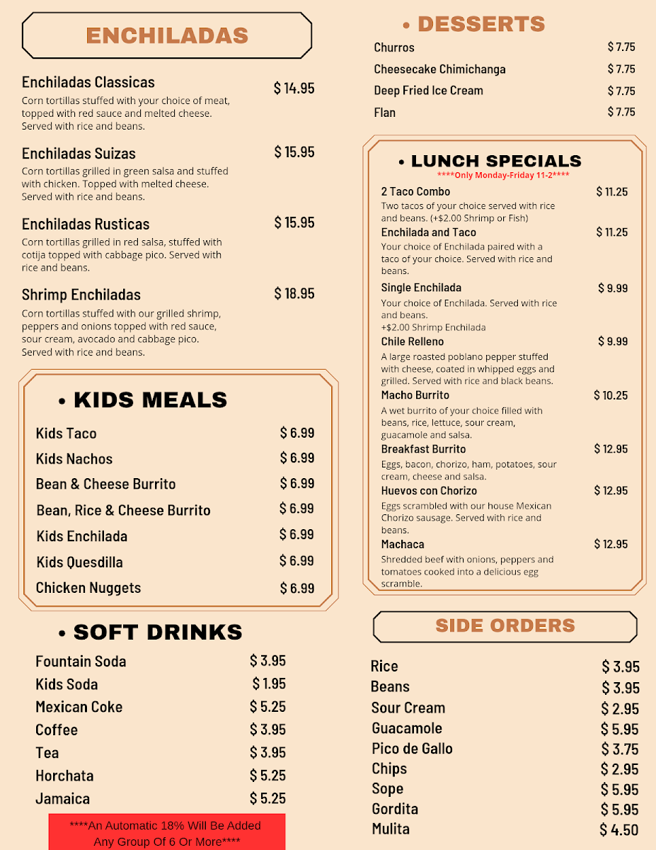 Señor Taps menu board