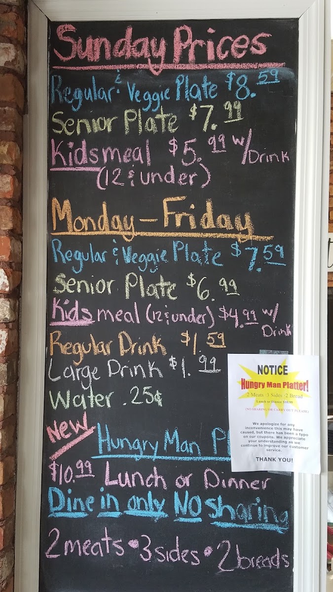 Miles To Go Too menu board