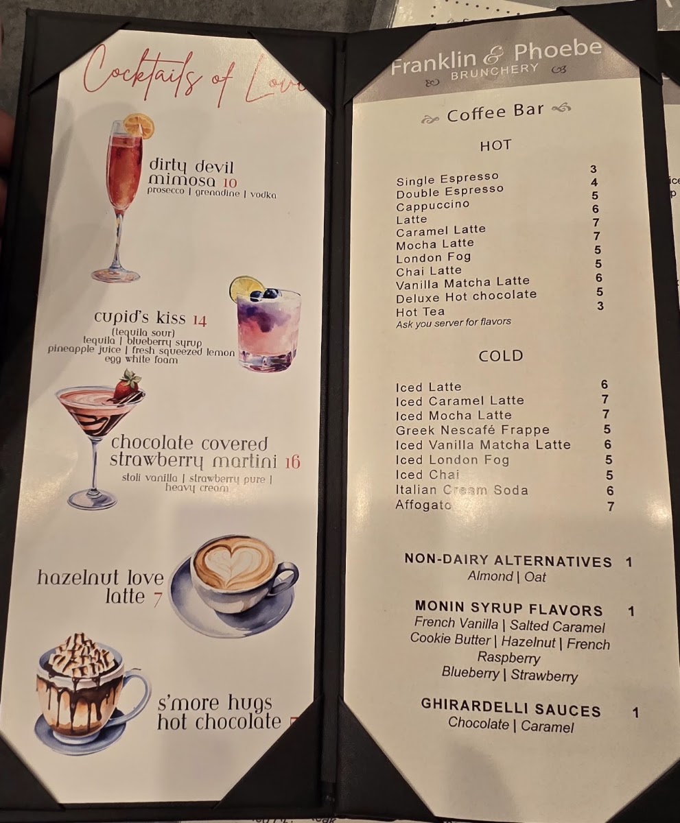 Franklin & Phoebe Brunchery menu board