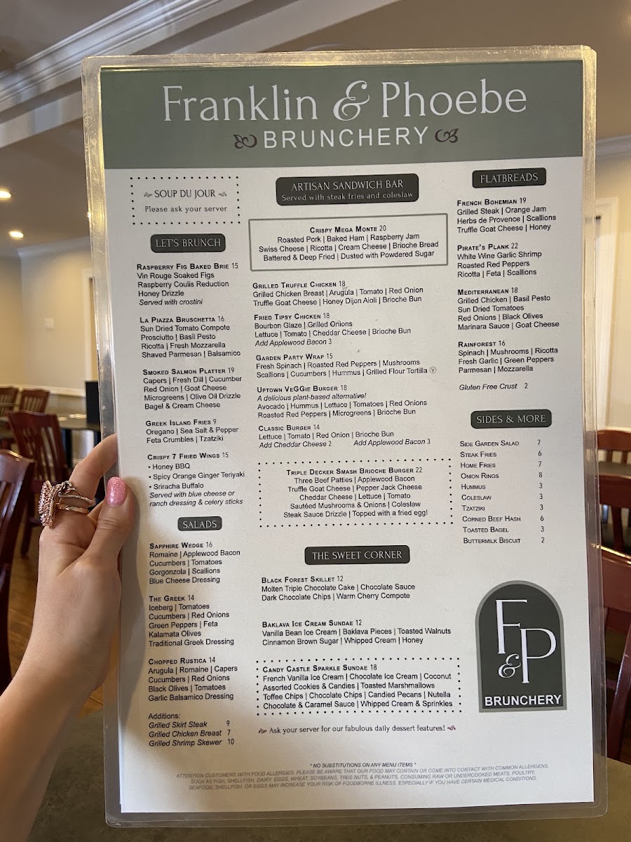 Franklin & Phoebe Brunchery menu board