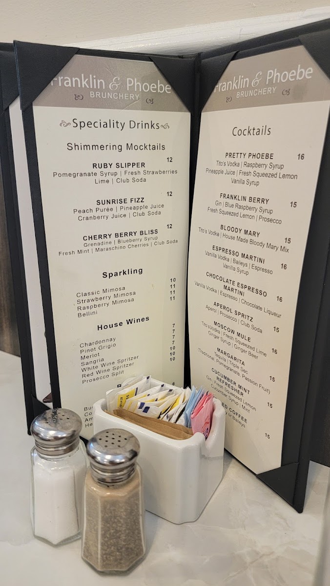 Franklin & Phoebe Brunchery menu board