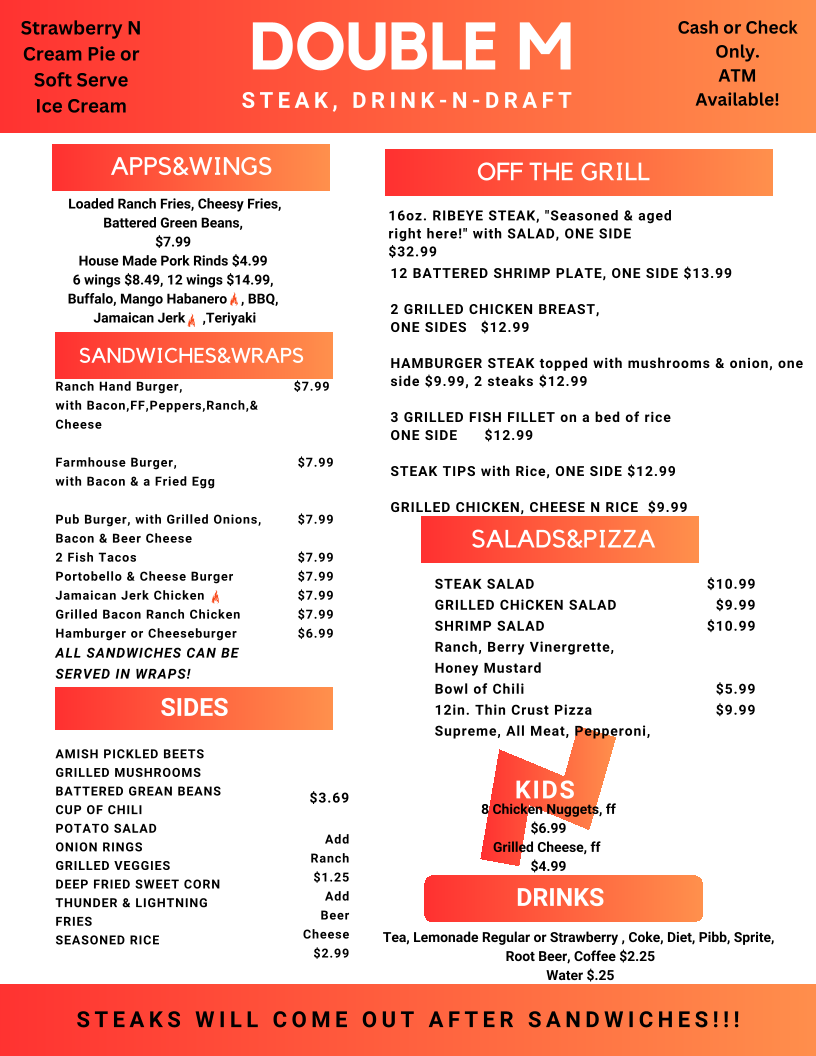 Trails End Grill menu board