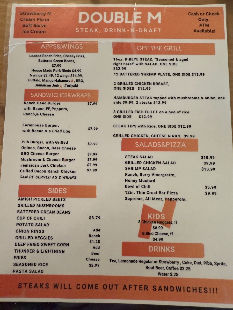 Trails End Grill menu board