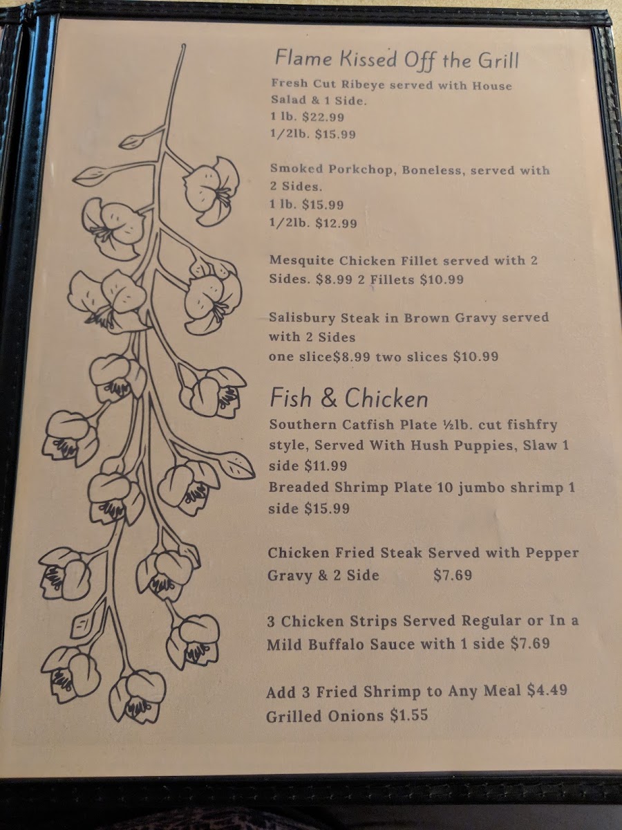 Trails End Grill menu board