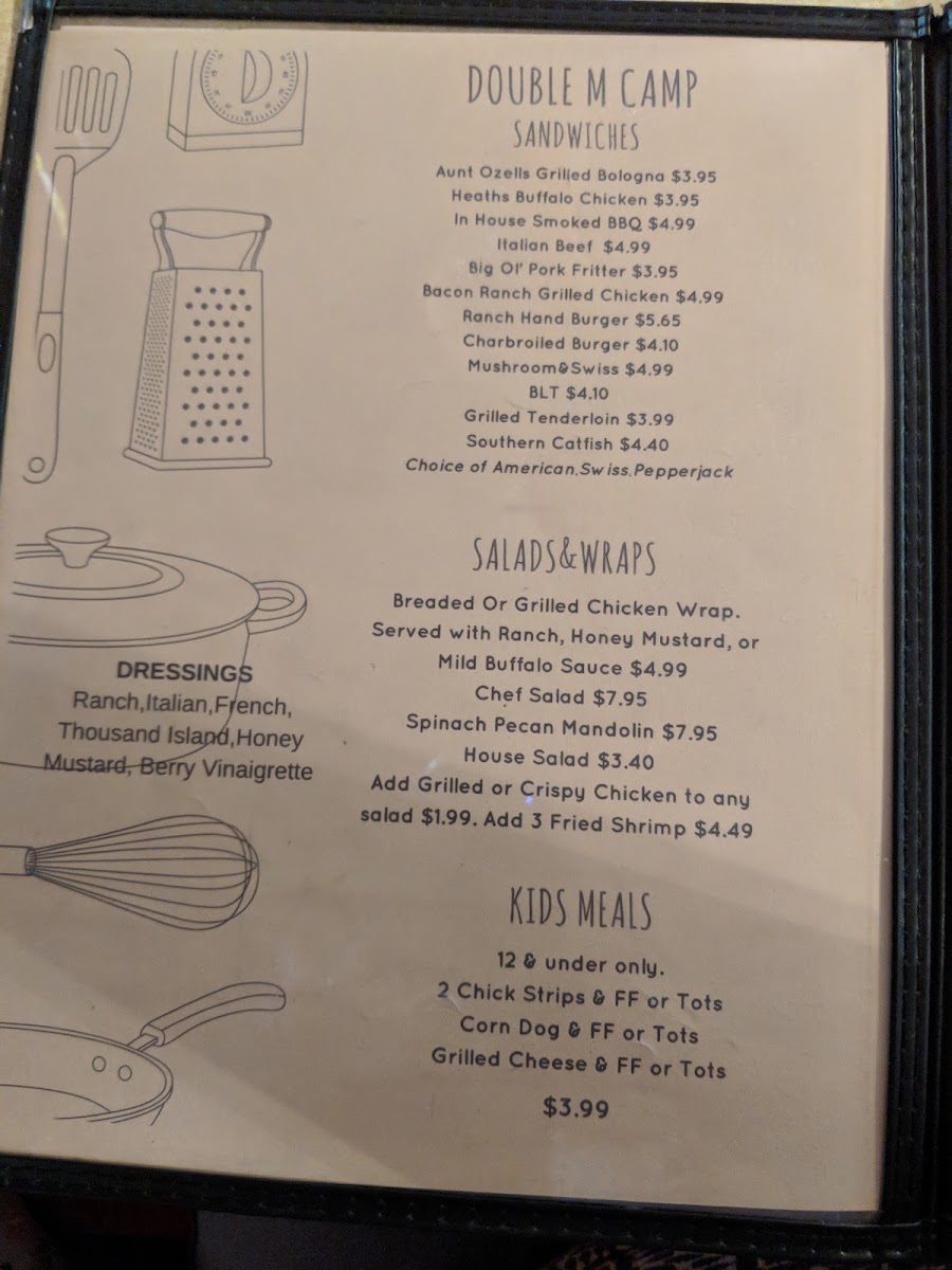 Trails End Grill menu board