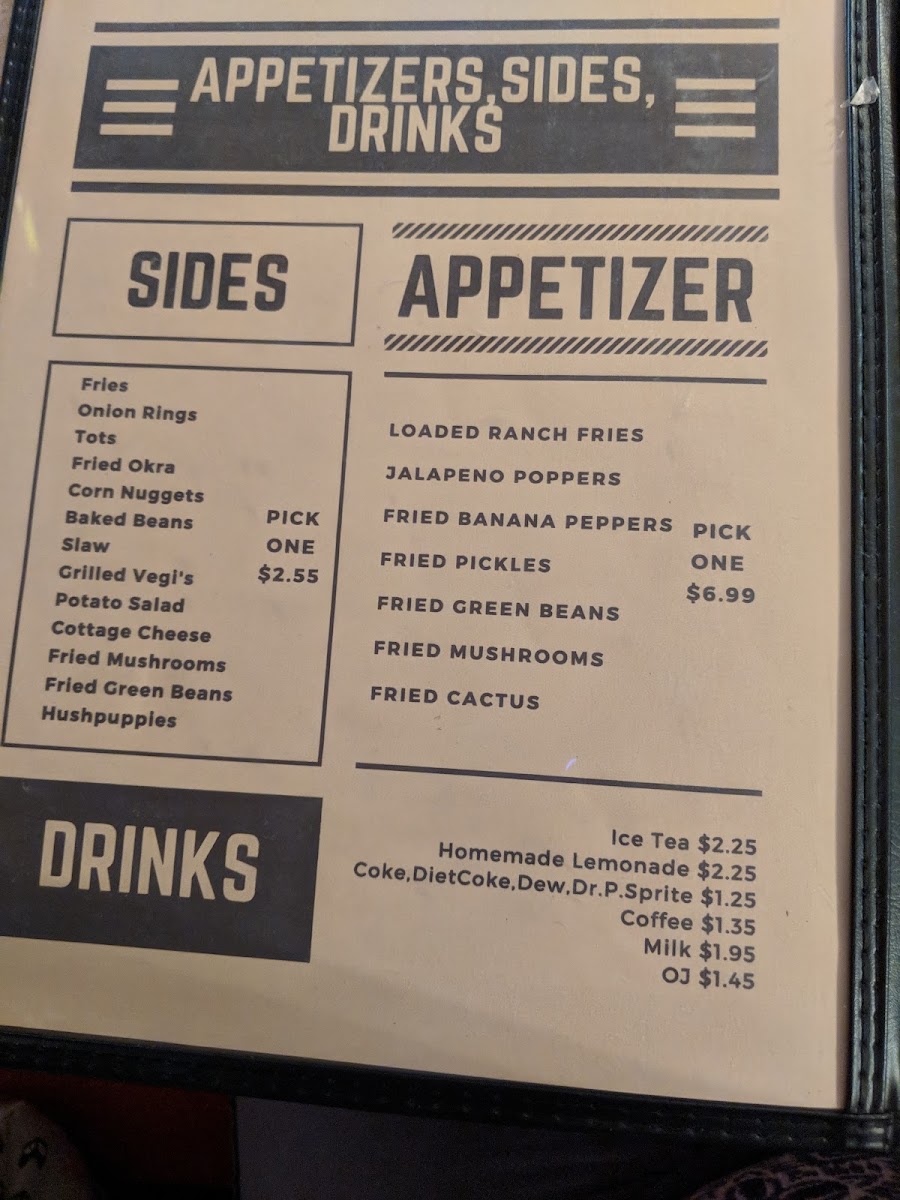 Trails End Grill menu board