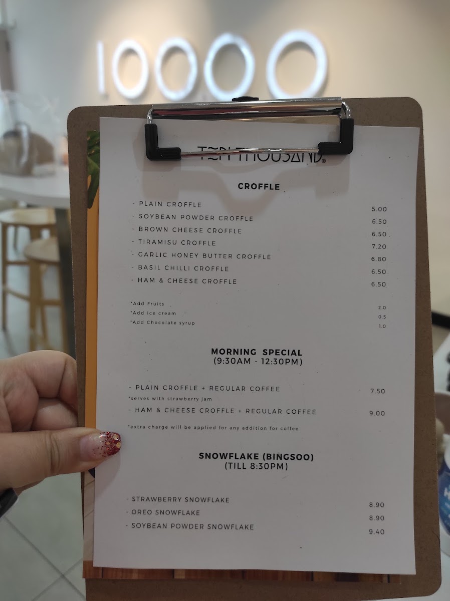 TEN THOUSAND Eastwood menu board