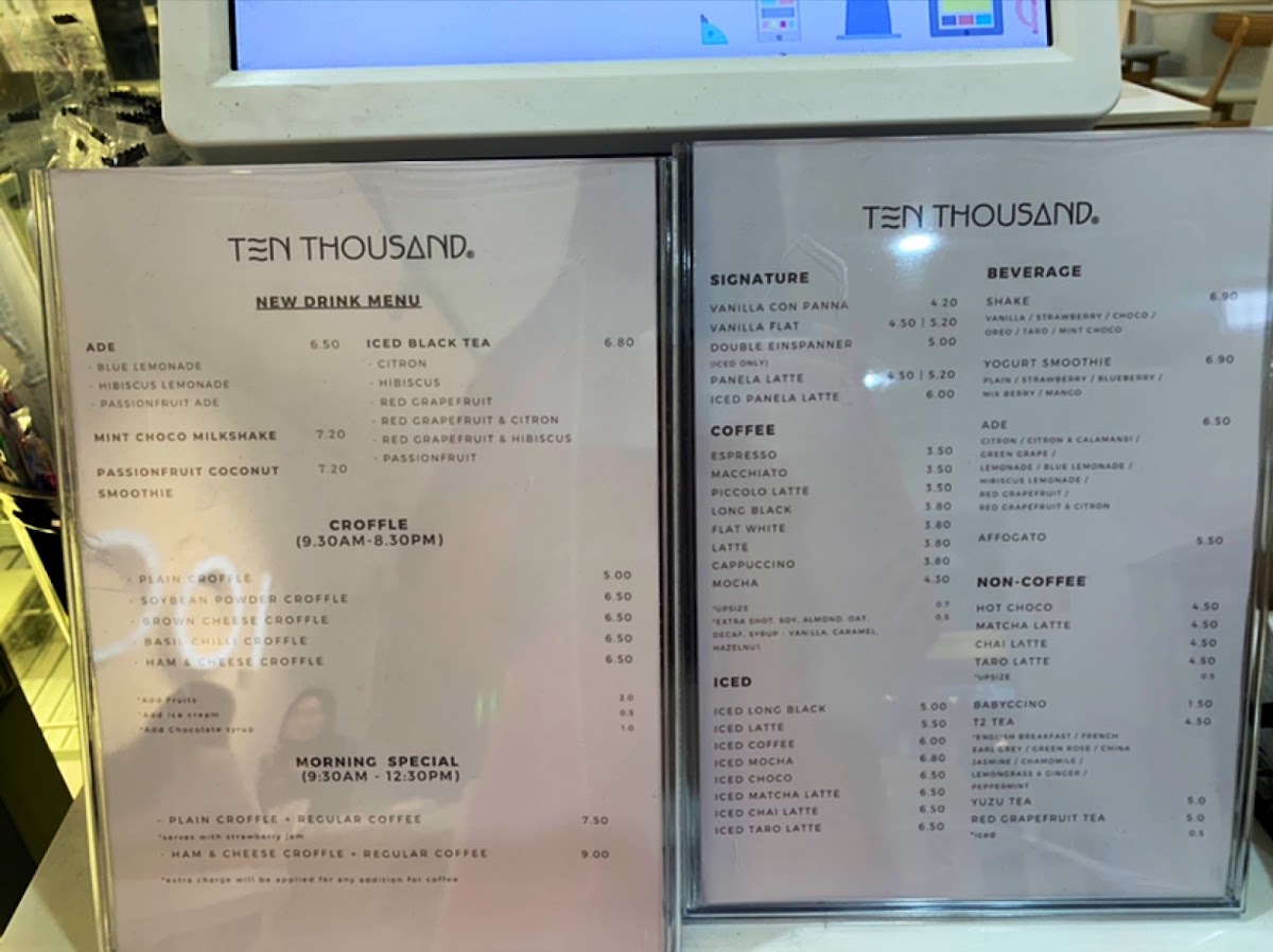 TEN THOUSAND Eastwood menu board