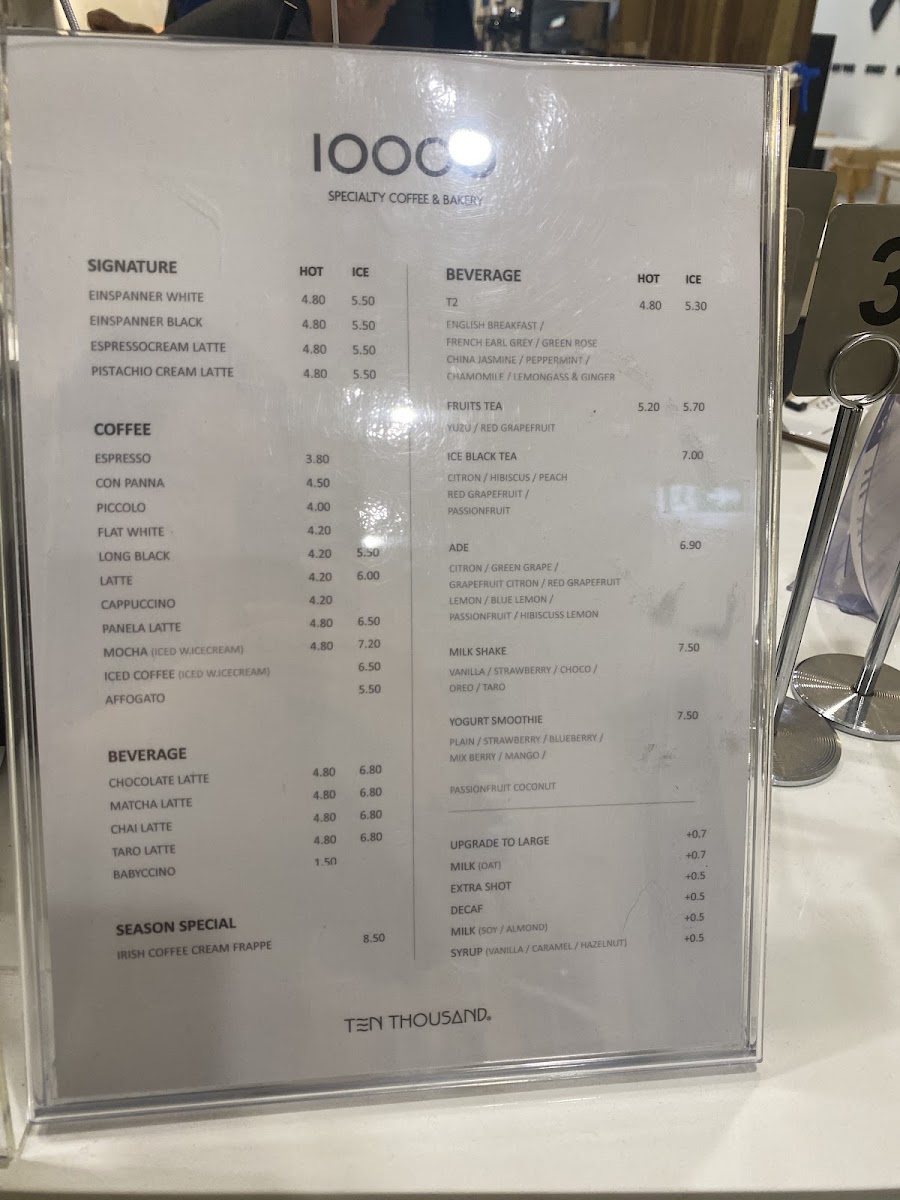 TEN THOUSAND Eastwood menu board