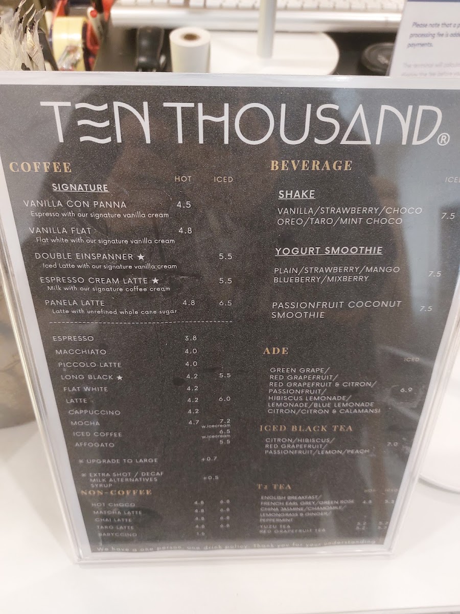 TEN THOUSAND Eastwood menu board