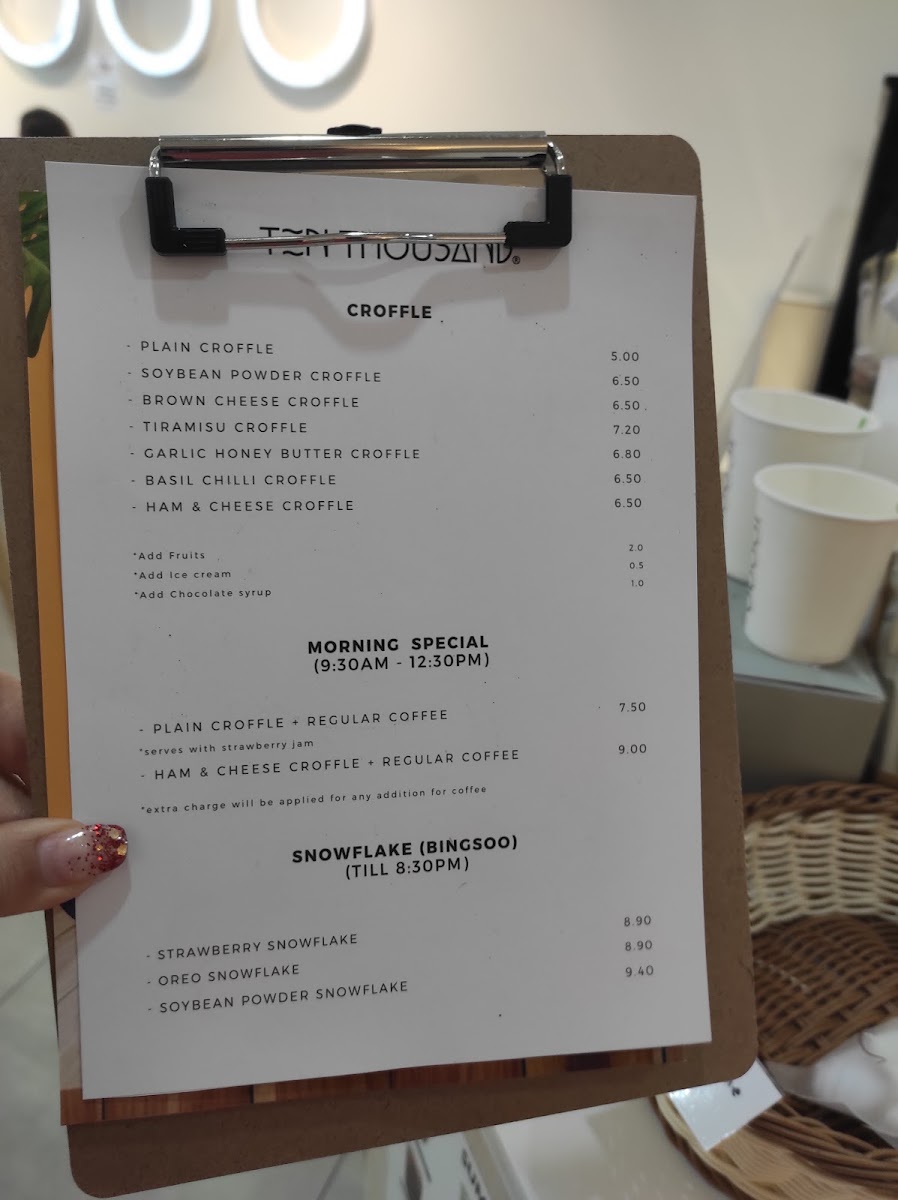 TEN THOUSAND Eastwood menu board