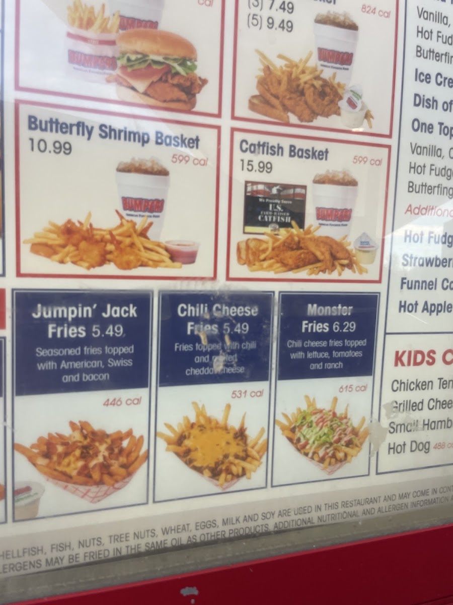 Bumpers menu board