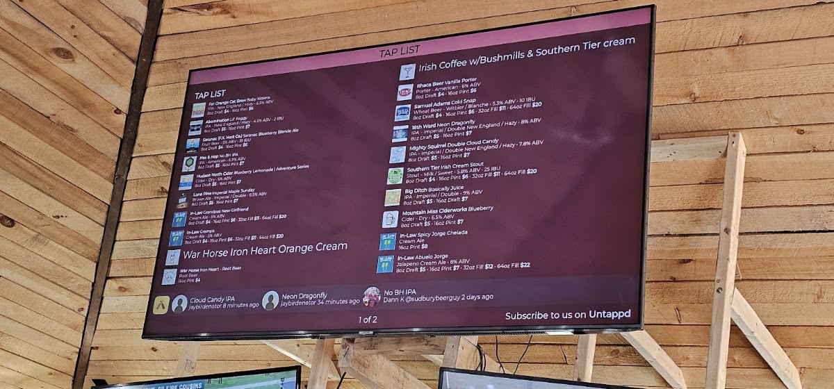 Alkies Taproom & Mexican Eatery menu board