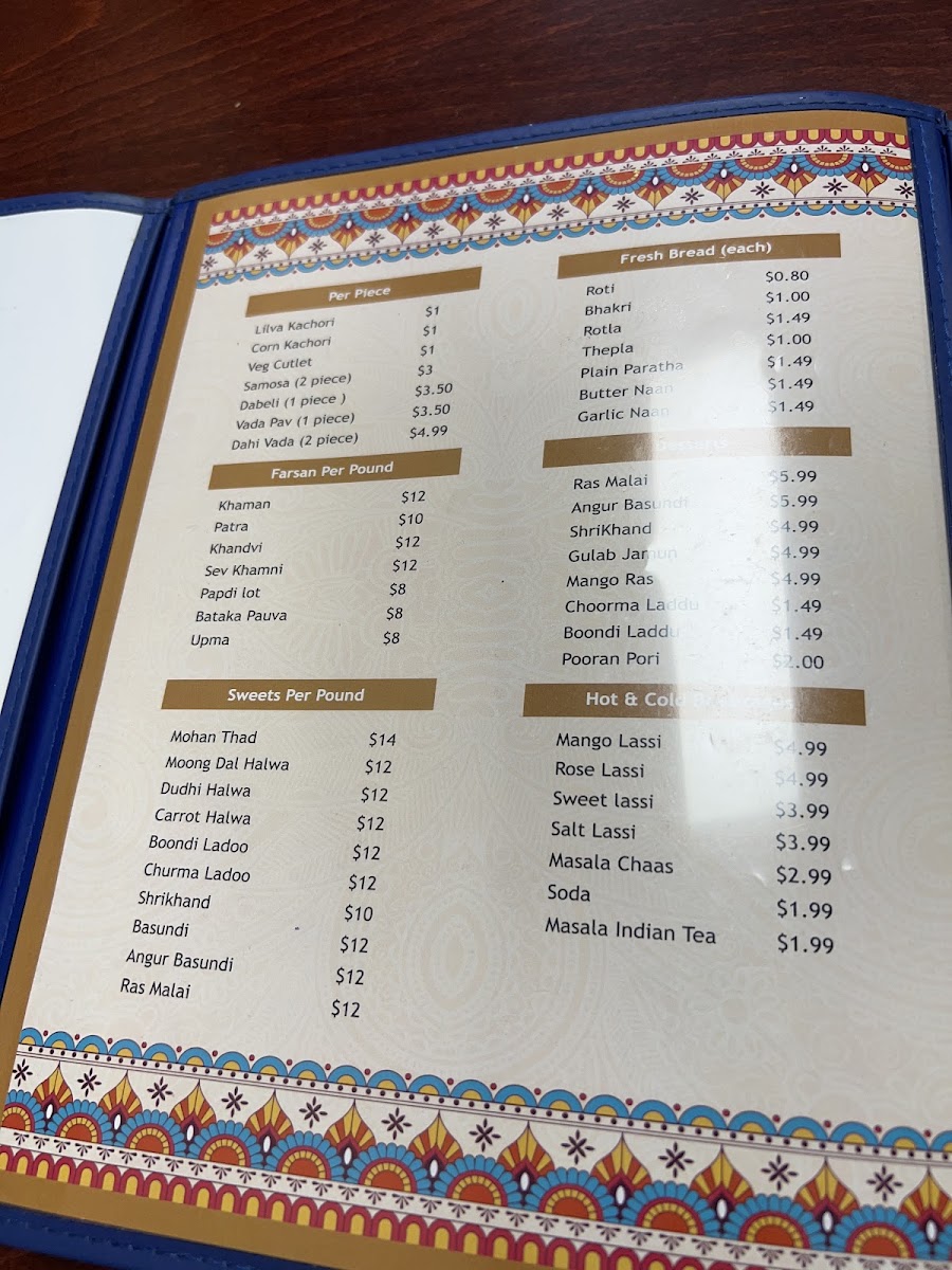 Vaishnav thali menu board