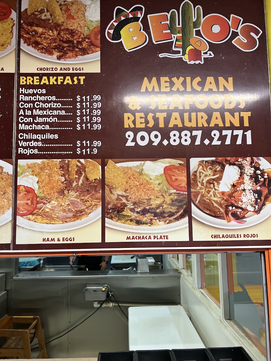 Beto's Mexican & Seafood menu board