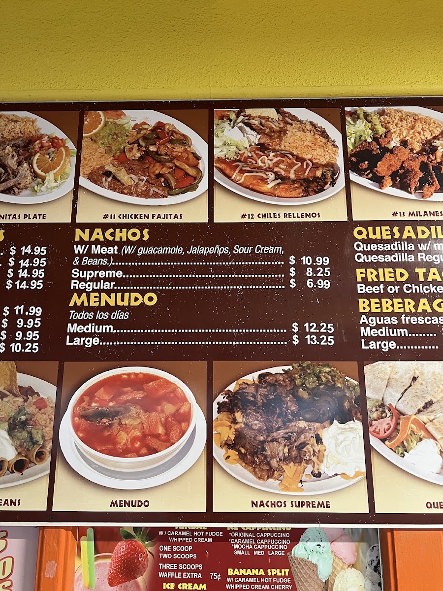 Beto's Mexican & Seafood menu board