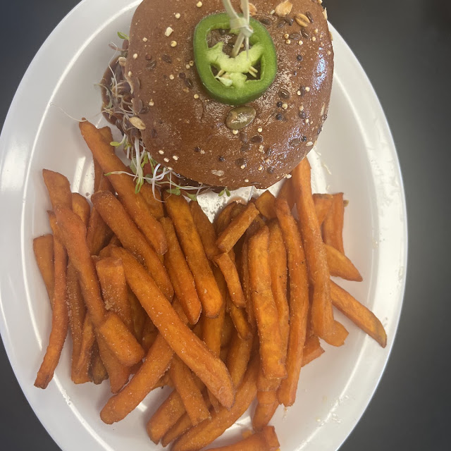 Veggie Burger and Sweet Potato Fries