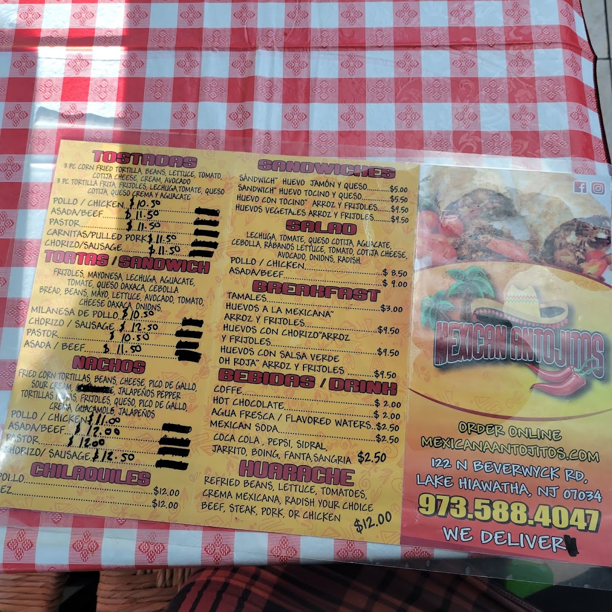 Mexican Antojitos menu board
