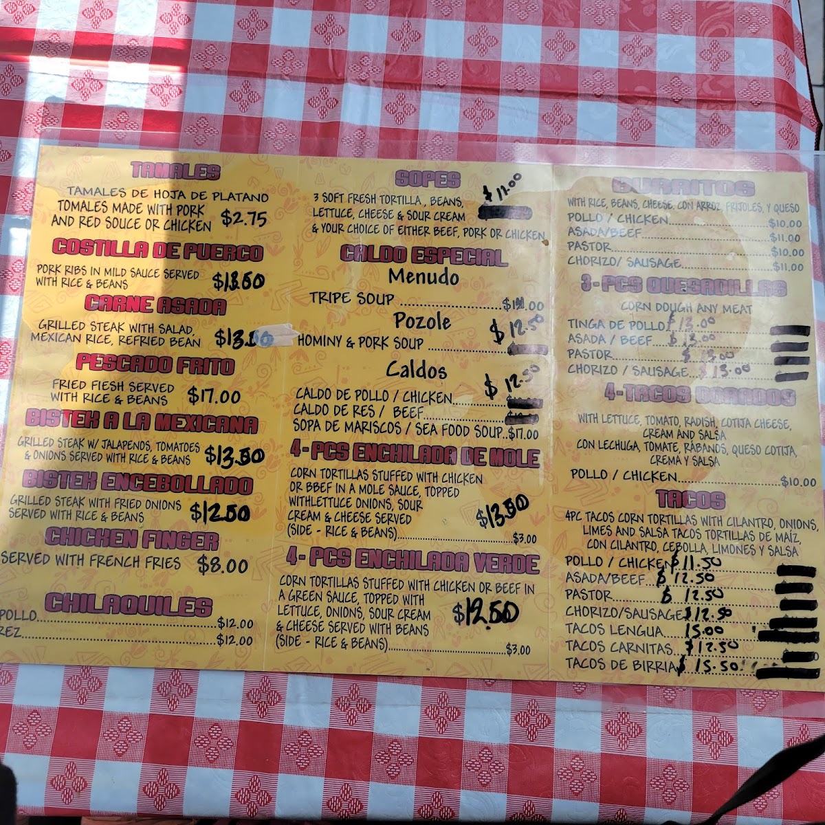 Mexican Antojitos menu board