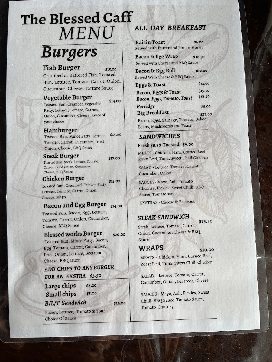 Camp 64 menu board