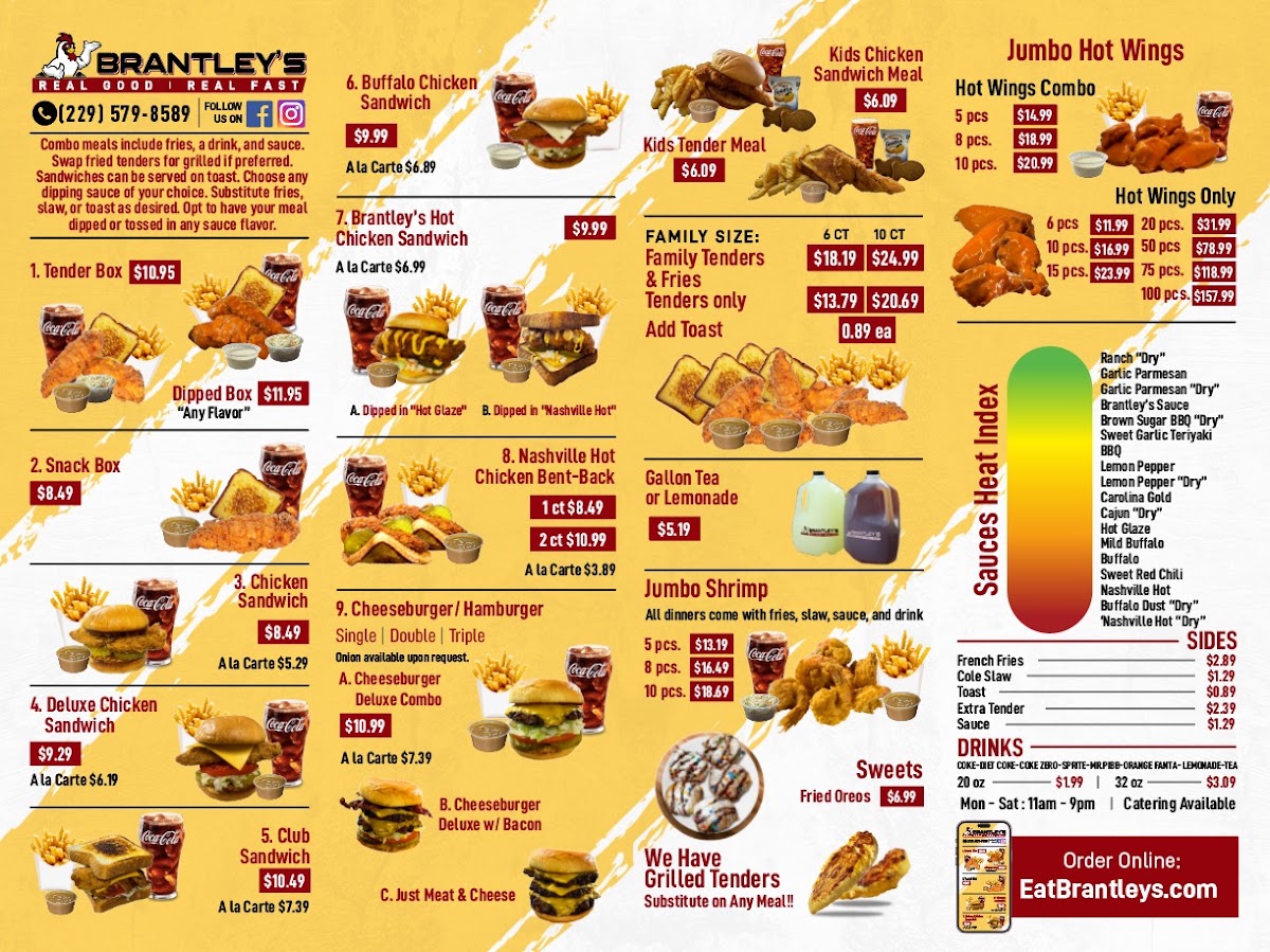 Brantley's menu board