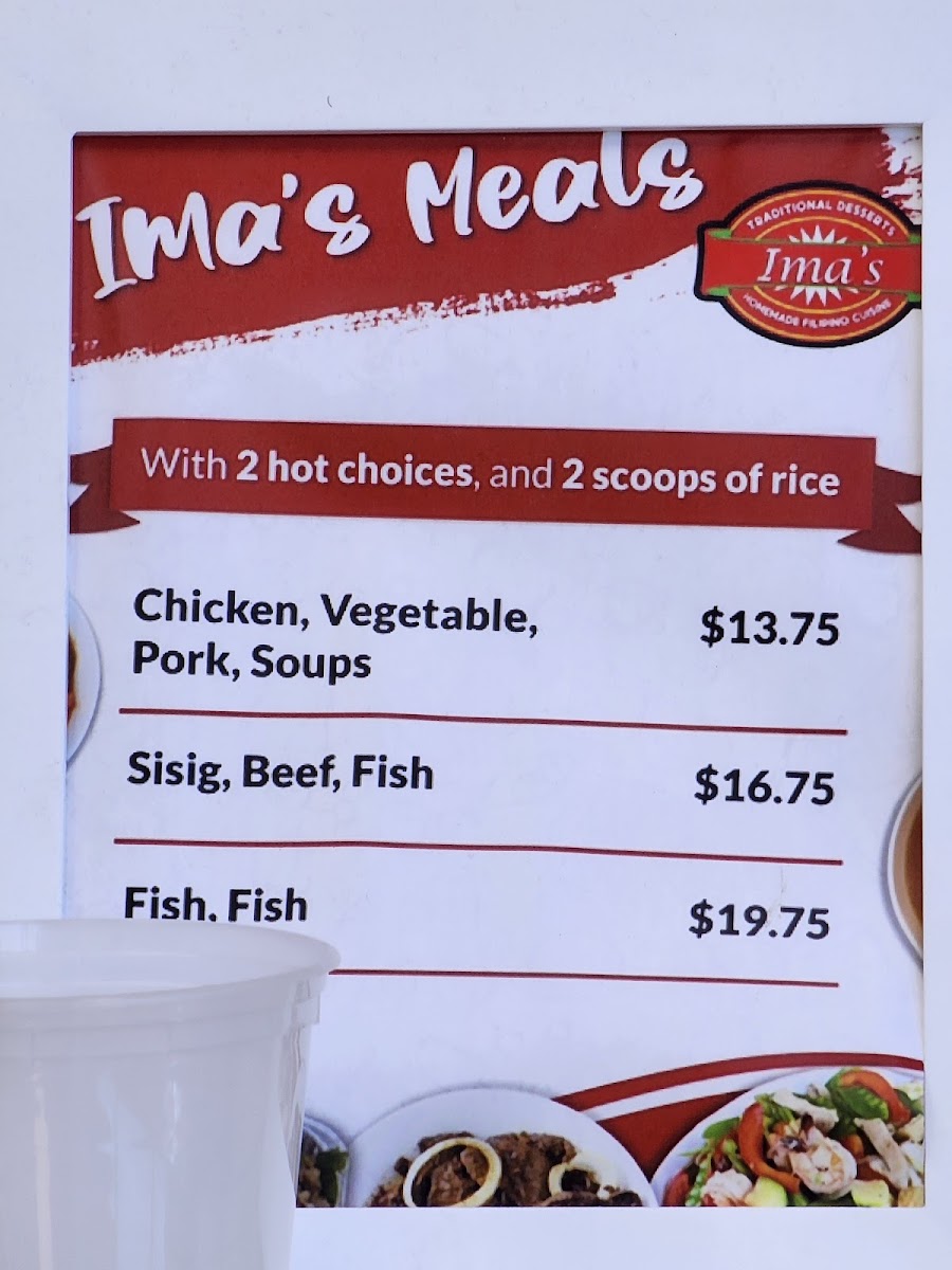 Ima's Chicago menu board
