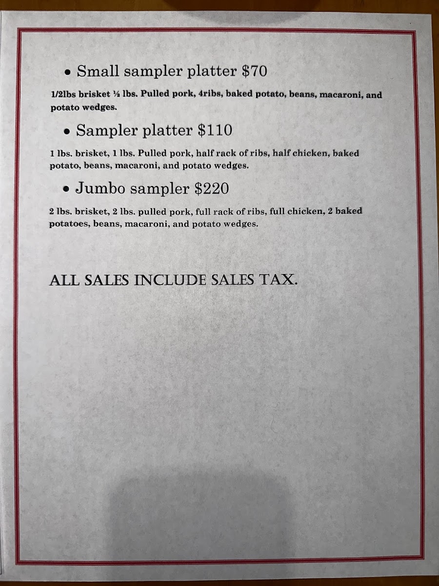 Smoked By Day BBQ menu board