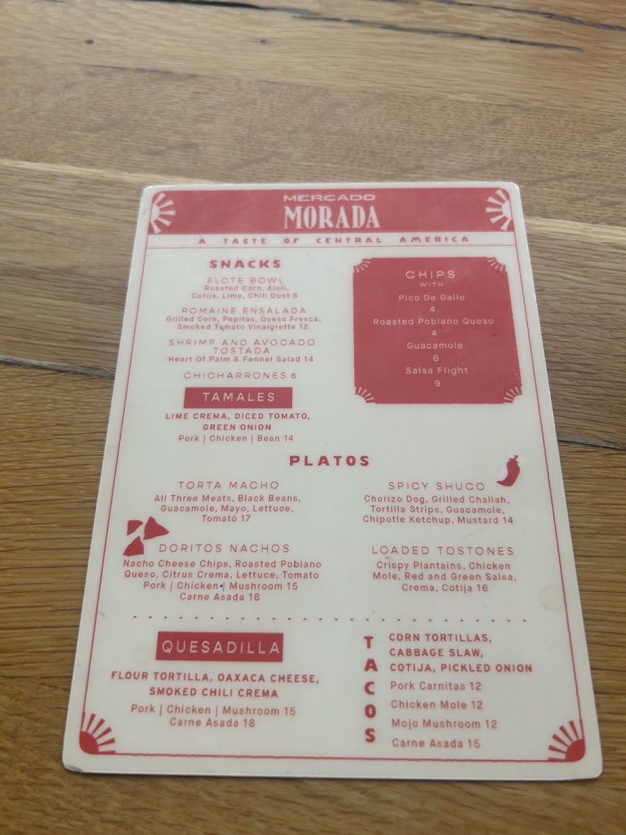 Mercado Morada menu board