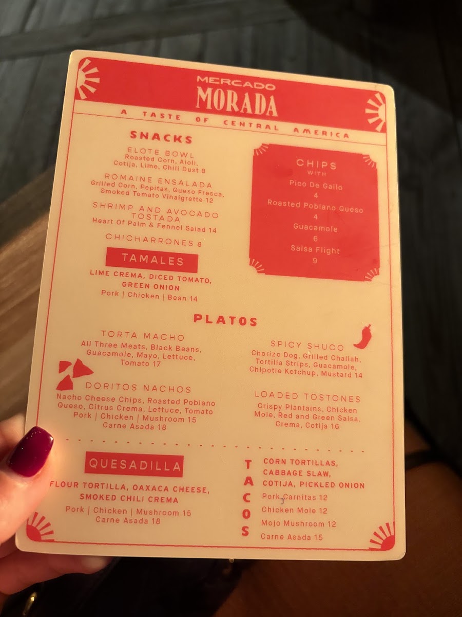 Mercado Morada menu board