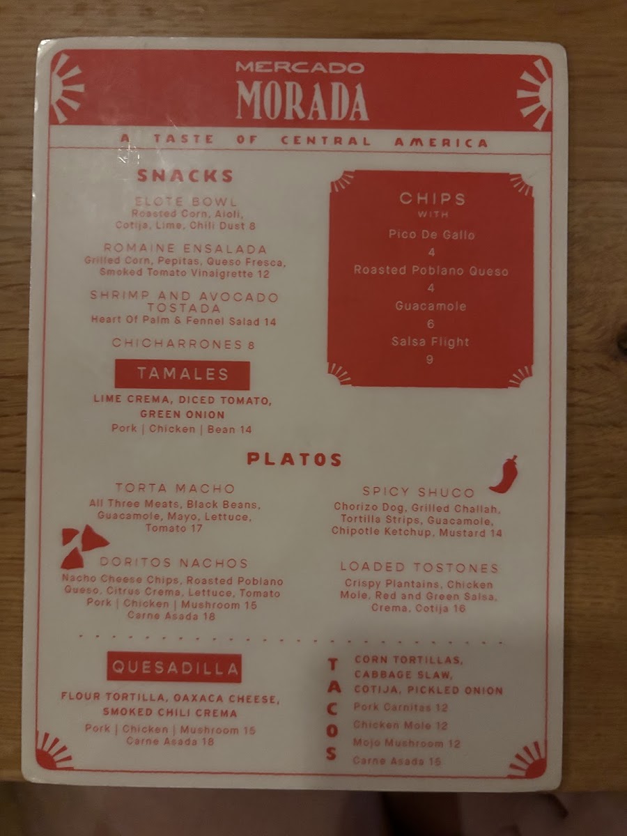 Mercado Morada menu board
