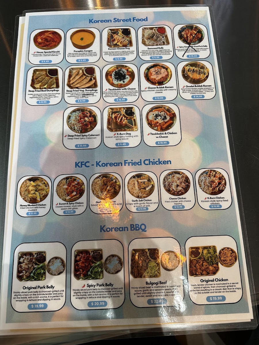 BibimSpot Korean Food menu board