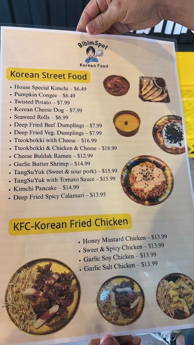 BibimSpot Korean Food menu board
