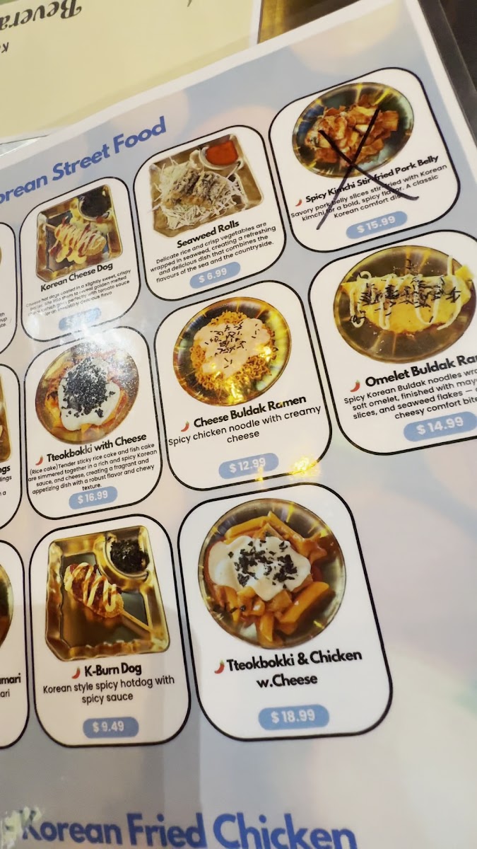 BibimSpot Korean Food menu board