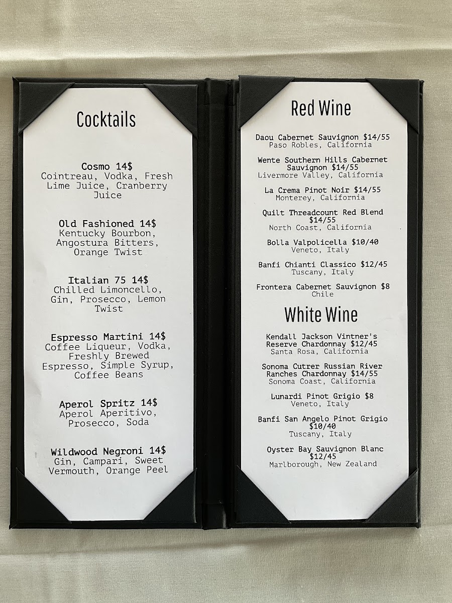 Sabbia D'oro italiano menu board