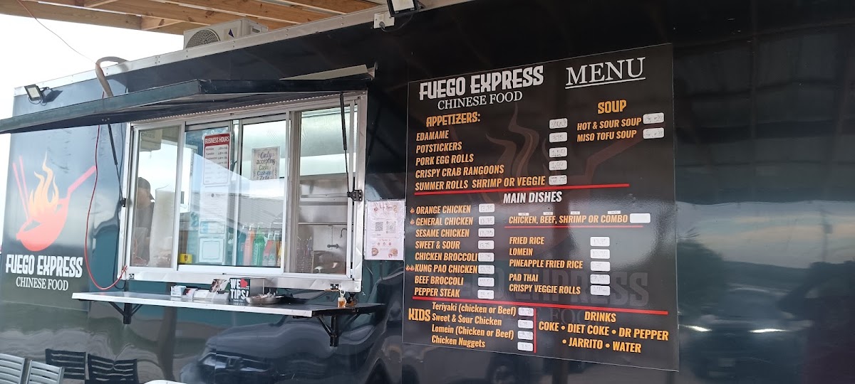 Fuego Express Chinese Food menu board