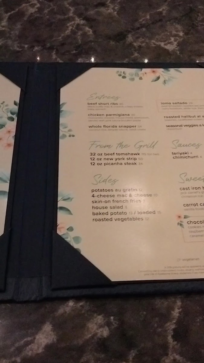 La Brisa Restaurant menu board